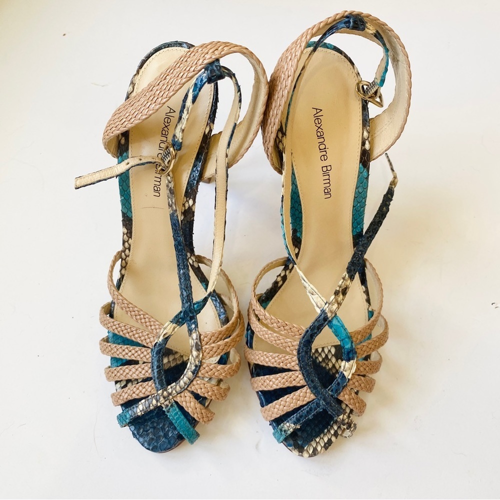 Alexandre Birman Python Braided Open Toe Buckle A… - image 2